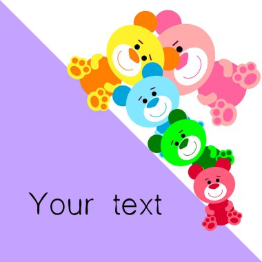 Renk vektör ayı, bebek resmi, çizgi film karakteri, vektör arka plan.