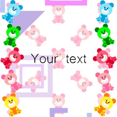 Renk vektör ayı, bebek resmi, çizgi film karakteri, vektör arka plan.