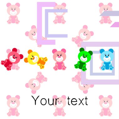 Renk vektör ayı, bebek resmi, çizgi film karakteri, vektör arka plan.