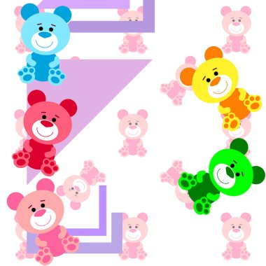 Renk vektör ayı, bebek resmi, çizgi film karakteri, vektör arka plan.