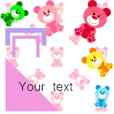 Renk vektör ayı, bebek resmi, çizgi film karakteri, vektör arka plan.