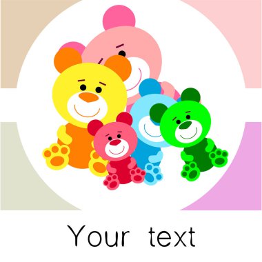 Renk vektör ayı, bebek resmi, çizgi film karakteri, vektör arka plan.