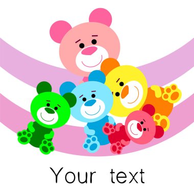 Renk vektör ayı, bebek resmi, çizgi film karakteri, vektör arka plan.