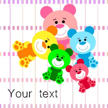 Renk vektör ayı, bebek resmi, çizgi film karakteri, vektör arka plan.