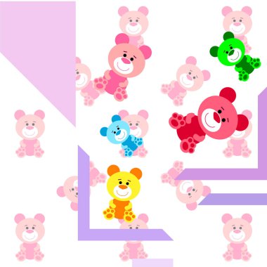 Renk vektör ayı, bebek resmi, çizgi film karakteri, vektör arka plan.