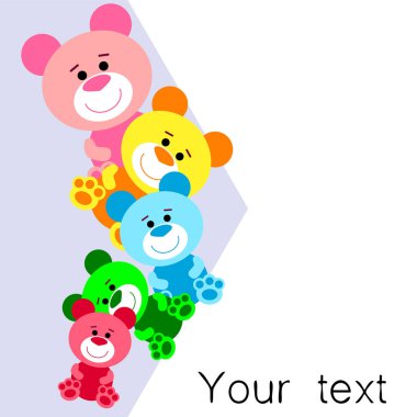 Renk vektör ayı, bebek resmi, çizgi film karakteri, vektör arka plan.