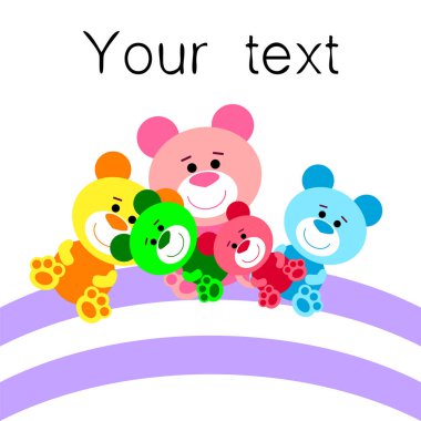 Renk vektör ayı, bebek resmi, çizgi film karakteri, vektör arka plan.