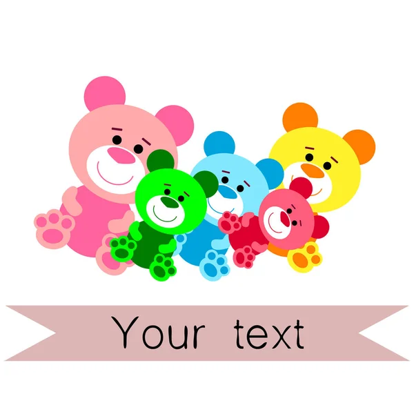 Color vector bear, baby picture, cartoon character, vector background. — Stock Photo, Image
