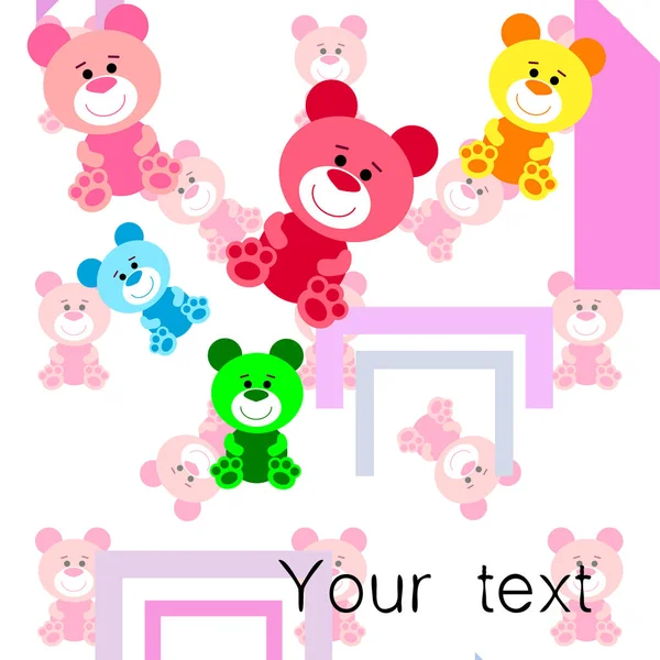 Color vector bear, baby picture, cartoon character, vector background. — Stock Photo, Image