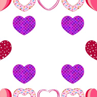 Kalpli soyut romantik arka plan. Sevgililer Günü için vektör zemin.