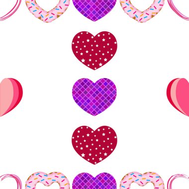 Kalpli soyut romantik arka plan. Sevgililer Günü için vektör zemin.