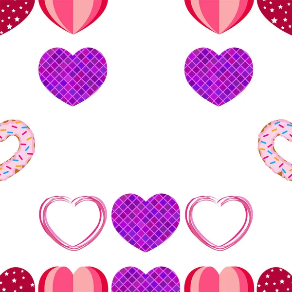 Abstract romantic background with hearts. Vector backdrop for Valentine's day. — Stock Photo, Image