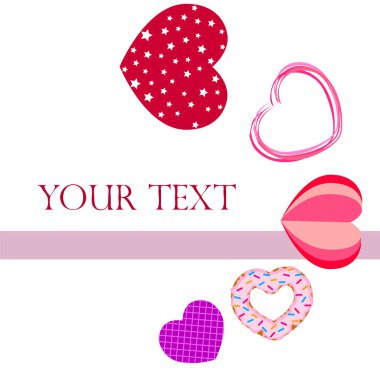 Kalpli soyut romantik arka plan. Sevgililer Günü için vektör zemin.