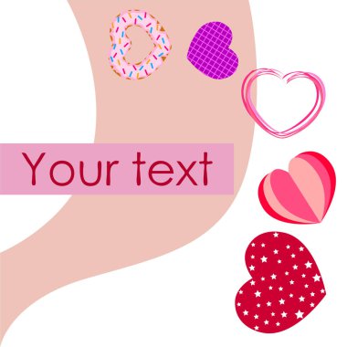 Kalpli soyut romantik arka plan. Sevgililer Günü için vektör zemin.