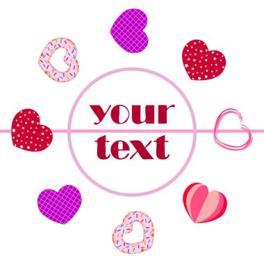 Kalpli soyut romantik arka plan. Sevgililer Günü için vektör zemin.