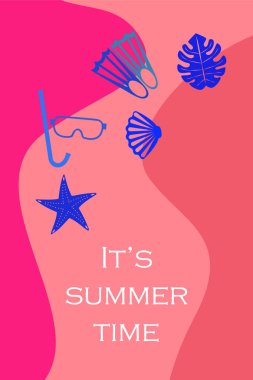 Vektör sualtı deniz tasarım elemanları kümesi. Dalış. Üstte görüntü.