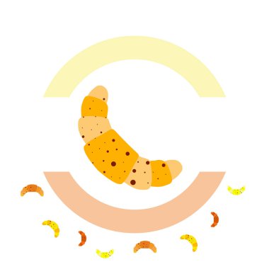 Kruvasan ikonu. Kruvasan-vektör ikonunun düz çizimi. Kruvasan sembolü.