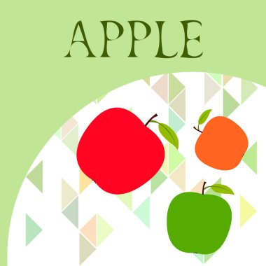 Apple çerçeve vektör illüstrasyon. Elma ve yaprak ile vektör kartı tasarımı.