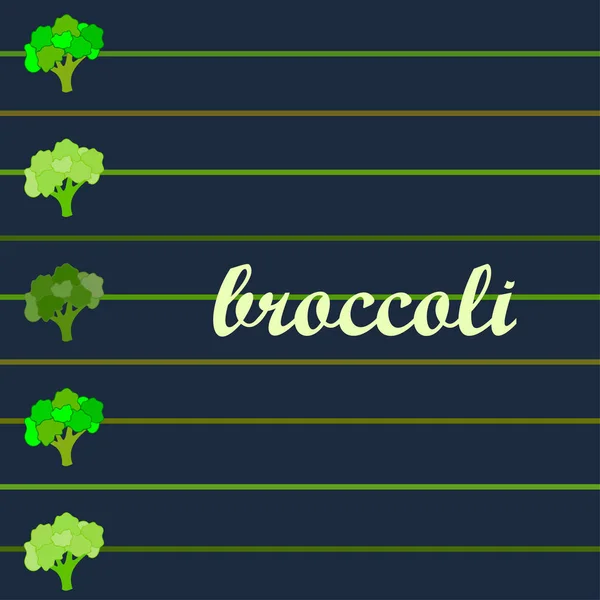 Brocoli, légumes frais. Affiche alimentaire biologique. Aménagement du marché agricole. Fond vectoriel . — Image vectorielle