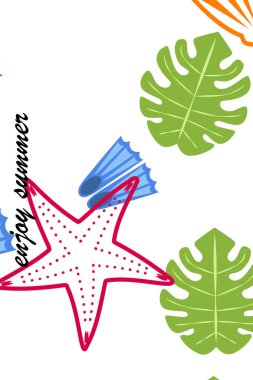 Vektör sualtı deniz tasarım elemanları kümesi. Dalış. Üstte görüntü.