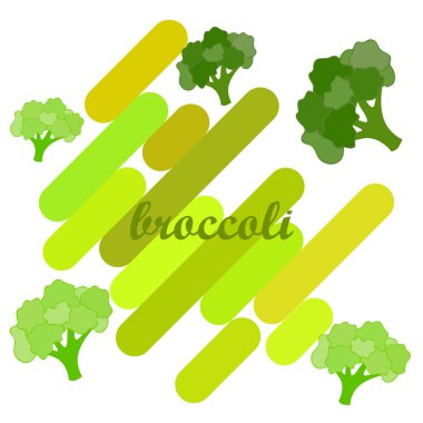 Brokoli, taze sebze. Organik gıda posteri. Çiftçi pazarı tasarımı. Vektör arkaplanı.