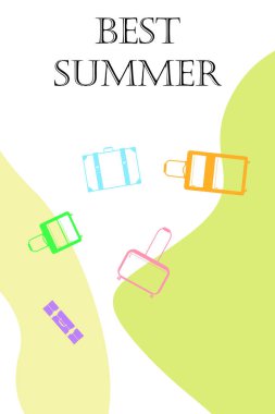 Bavul vektör karikatür tarzı illüstrasyon. Seyahat zamanı. Seyahat ve turizm.