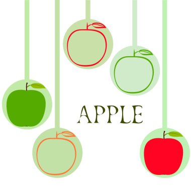 Apple çerçeve vektör illüstrasyon. Elma ve yaprak ile vektör kartı tasarımı.