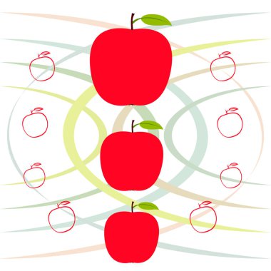 Apple çerçeve vektör illüstrasyon. Elma ve yaprak ile vektör kartı tasarımı.