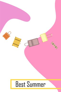 Bavul vektör karikatür tarzı illüstrasyon. Seyahat zamanı. Seyahat ve turizm.