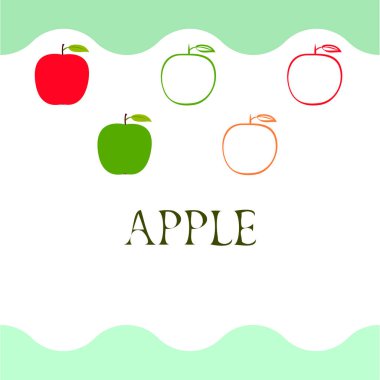 Apple çerçeve vektör illüstrasyon. Elma ve yaprak ile vektör kartı tasarımı.