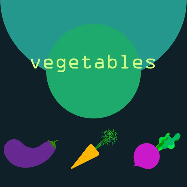 Морква, буряк, баклажани, свіжі овочі. Плакат з органічної їжі. Дизайн фермерського ринку. Векторний фон . — стоковий вектор