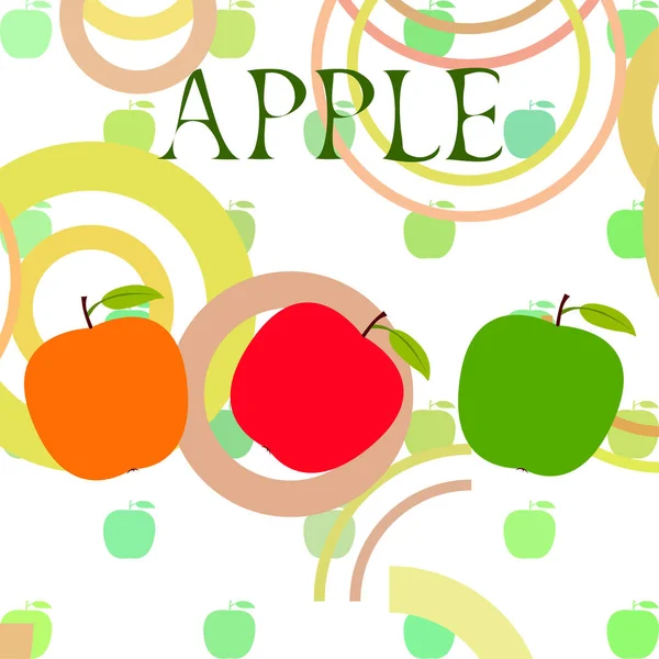 Illustration Vectorielle Cadre Apple Conception Carte Vectorielle Avec Pomme Feuille — Image vectorielle