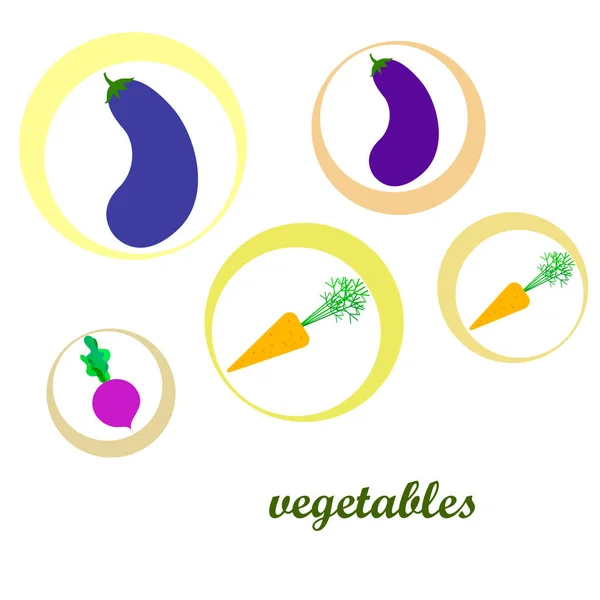 Zanahoria, remolacha, berenjena, verduras frescas. Cartel de alimentos orgánicos. Diseño del mercado de agricultores. Fondo vectorial . — Vector de stock