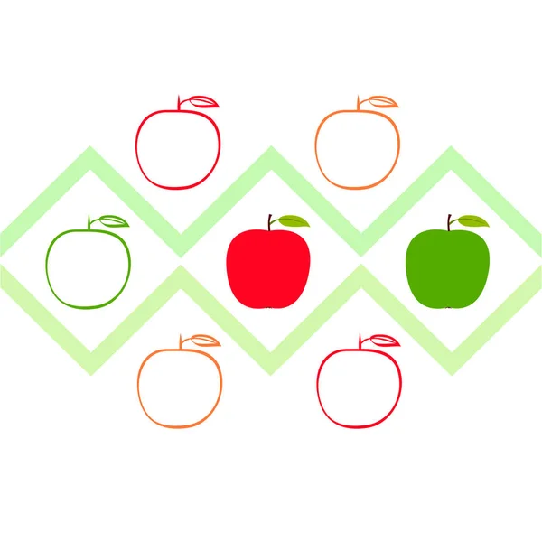 Apfelrahmenvektorillustration Vektorkartendesign Mit Apfel Und Blatt — Stockvektor