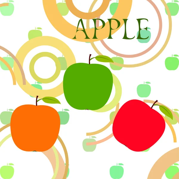 Illustrazione Vettoriale Cornice Apple Scheda Vettoriale Con Mela Foglia — Vettoriale Stock