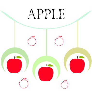 Apple çerçeve vektör illüstrasyon. Elma ve yaprak ile vektör kartı tasarımı.