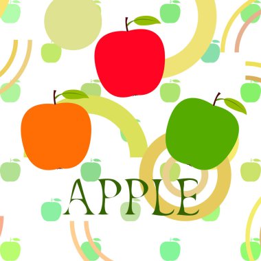 Apple çerçeve vektör illüstrasyon. Elma ve yaprak ile vektör kartı tasarımı.