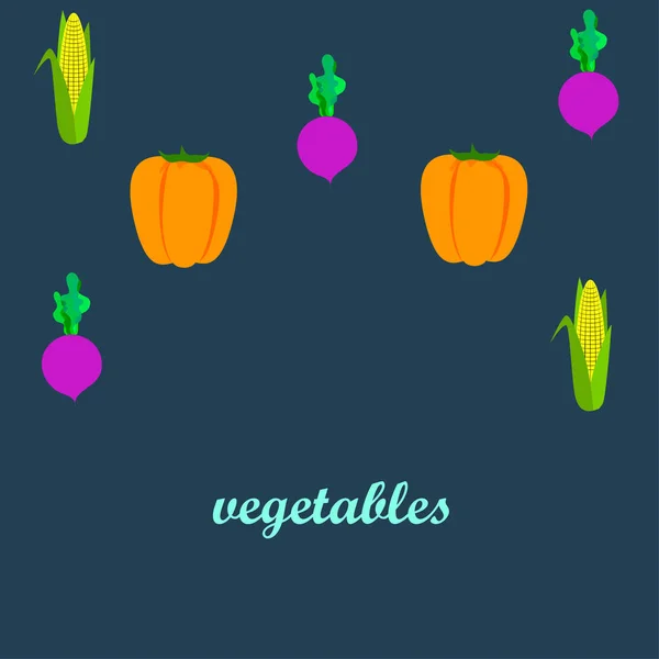 Frisches Gemüse. Paprika, Rüben, Mais. Plakat mit Bio-Lebensmitteln. Bauernmarktgestaltung. Vektor. — Stockvektor