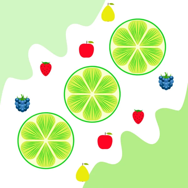 Fruits Baies Icônes Colorées Fruits Dessin Animé Pomme Poire Mûre — Image vectorielle