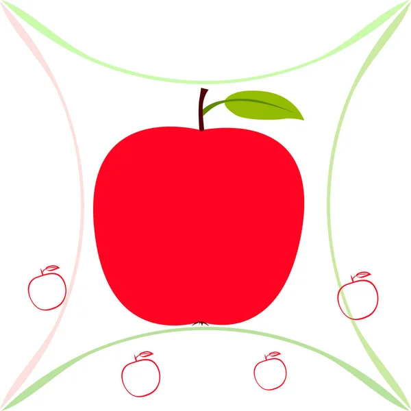 Apple Frame Vector Illustratie Vector Kaart Ontwerp Met Appel Blad — Stockvector