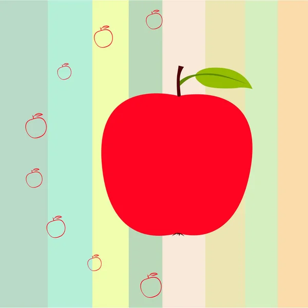 アップルフレームベクトルイラスト リンゴと葉のベクトルカードデザイン — ストックベクタ