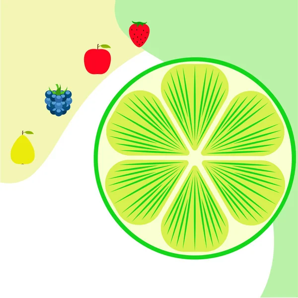 Früchte Und Beeren Bunte Comic Frucht Ikonen Apfel Birne Brombeere — Stockvektor