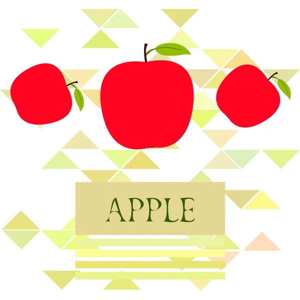 Яблочная векторная иллюстрация. Векторная карта с яблоком и листьями . — стоковый вектор