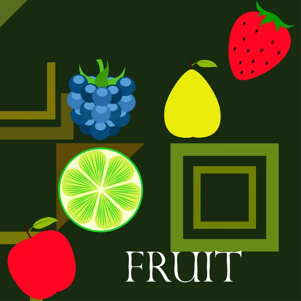 Φρούτα Και Μούρα Πολύχρωμα Κινούμενα Σχέδια Φρούτων Εικόνες Μήλο Αχλάδι — Διανυσματικό Αρχείο