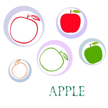 Apple çerçeve vektör illüstrasyon. Elma ve yaprak ile vektör kartı tasarımı.