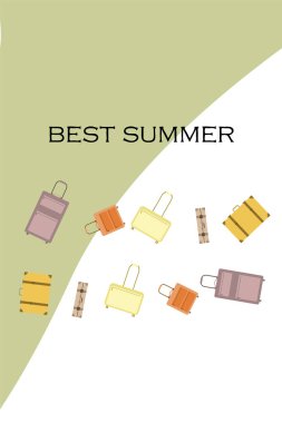 Bavul vektör karikatür tarzı illüstrasyon. Seyahat zamanı. Seyahat ve turizm.