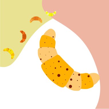 Kruvasan ikonu. Kruvasan-vektör ikonunun düz çizimi. Kruvasan sembolü.