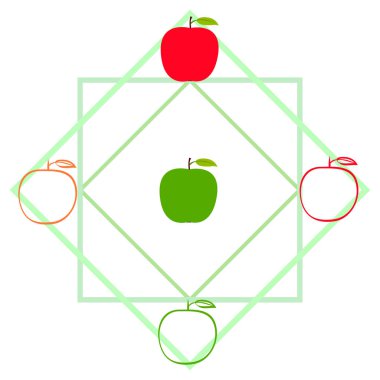 Apple çerçeve vektör illüstrasyon. Elma ve yaprak ile vektör kartı tasarımı.