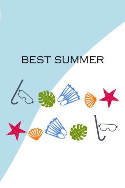 Vektör sualtı deniz tasarım elemanları kümesi. Dalış. Üstte görüntü.