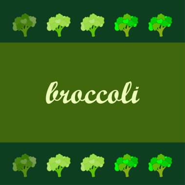 Brokoli, taze sebze. Organik gıda posteri. Çiftçi pazarı tasarımı. Vektör arkaplanı.